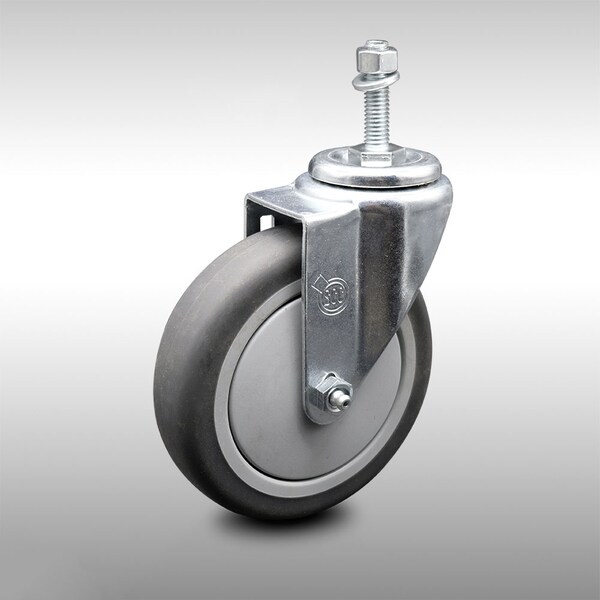 5 Inch SS Thermoplastic Rubber Wheel Swivel 10mm Threaded Stem Caster SCC